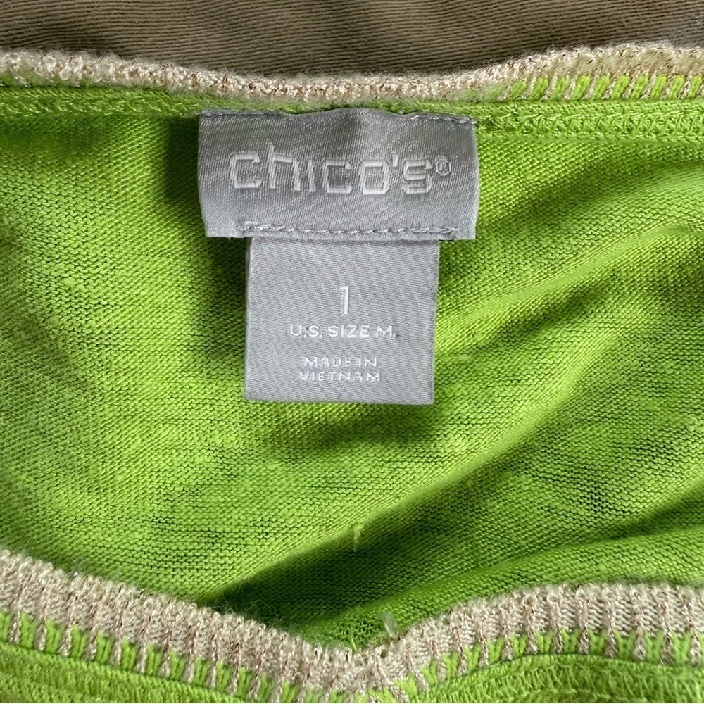 CHICO’S M Runs Large Loose Fit V-Neck Short Sleeve Light Knit Top Chico Size 1 - Picture 5 of 14